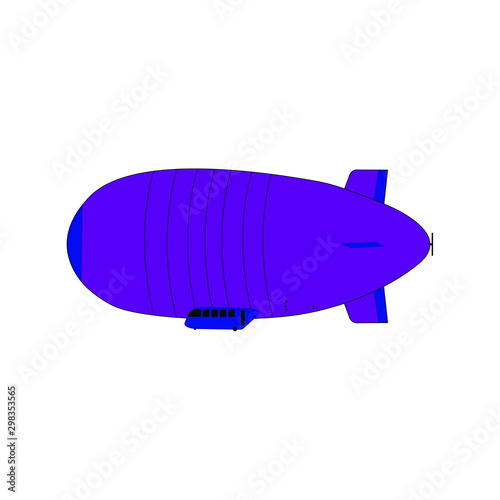 Airship. Violet color. Vector graphics. Flat vector icon. Isolated on a white background. There is a place for text. Copy space.