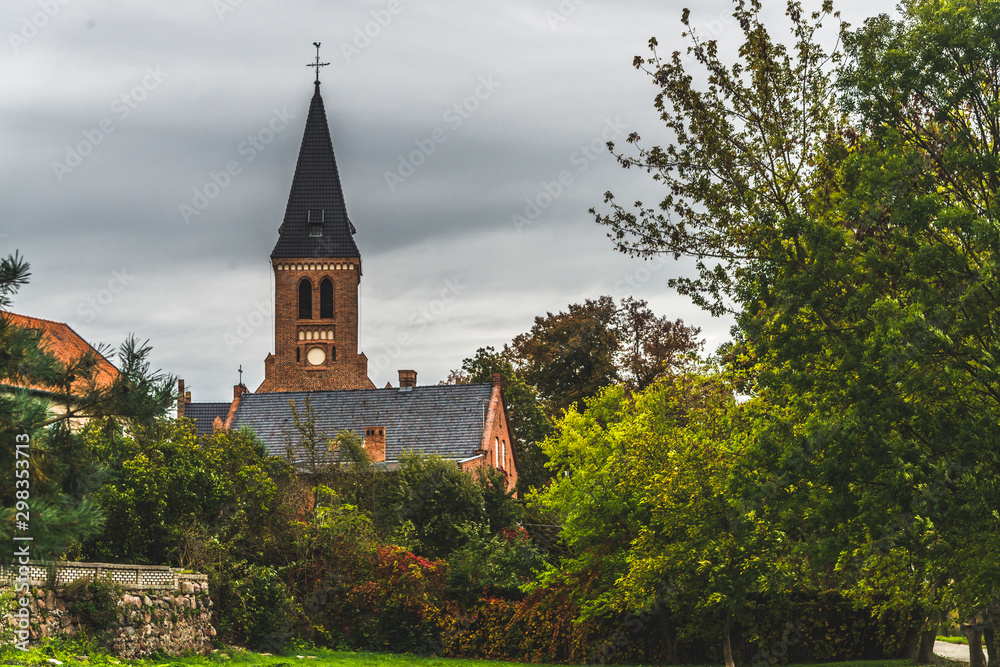 Ilawa Lakeland (Poland).  Prabuty cathedral tower