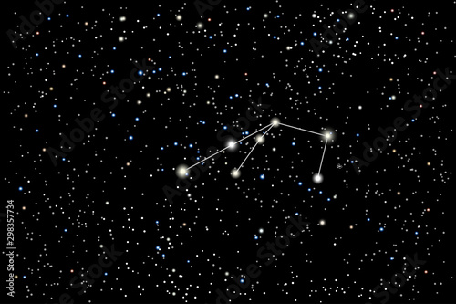 Vector illustration of the constellation Sculptor on a starry black sky background. The astronomical cluster of stars in the Southern Celestial Hemisphere photo