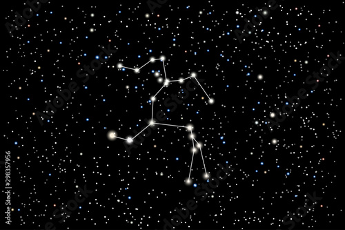 Vector illustration of the constellation Centaurus (Centaur) on a starry black sky background. The astronomical cluster of stars in the Southern Celestial Hemisphere