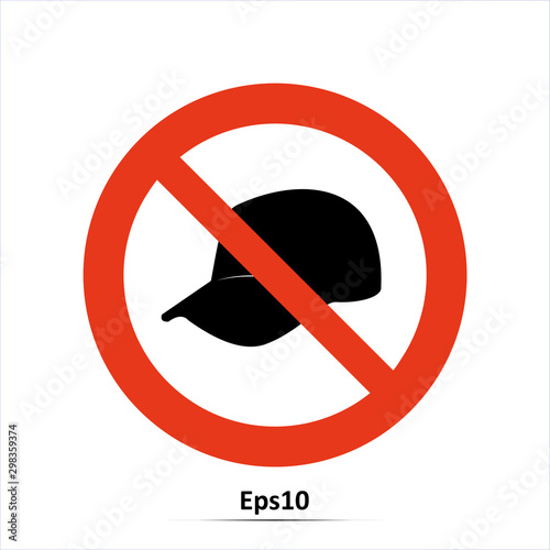 Prohibition cap symbol on a white background. Red prohibition sign. Stop symbol