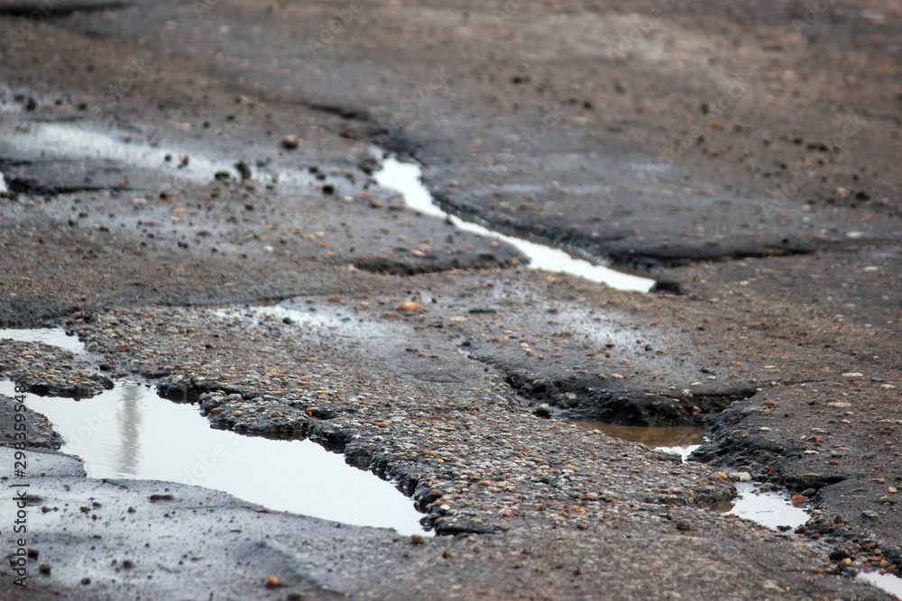 large pits with asphalt, macro. large pits with asphalt, macro.
