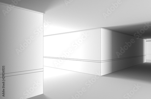 Wallpaper Mural long corridor with doors, interior visualization, 3D illustration Torontodigital.ca