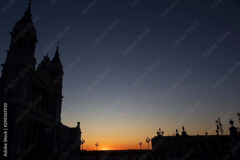 Sunset over Royal Palace Madrid