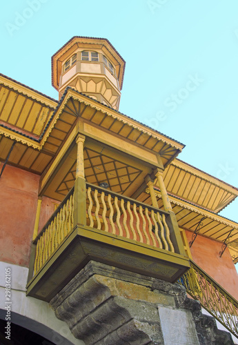 close up of the historic mehmet aga mosque in rhodes town