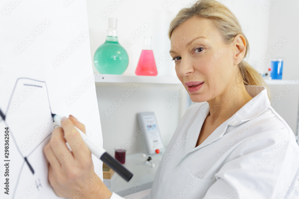 woman scientist with science formula woman scientist with science formula