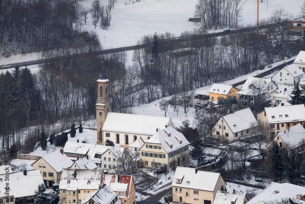 Fototapeta premium Winter - Schloss Lichtenstein