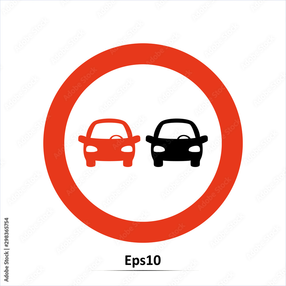 Road sign. Car icon. Vector Illustration. Identification marks