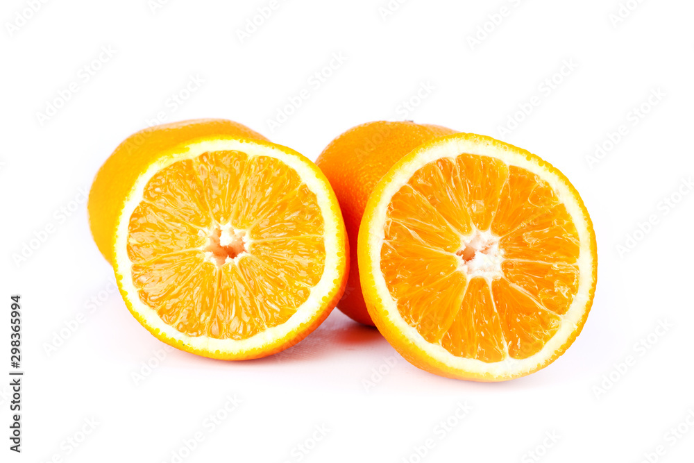 juicy oranges isolated on white background close-up juicy oranges isolated on white background close-up