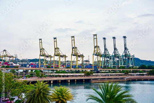Photography SINGAPORE-Mar 17, 2018: Singapore harbor PSA cargo terminal, View looking from V