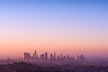 Los Angeles at foggy sunrise