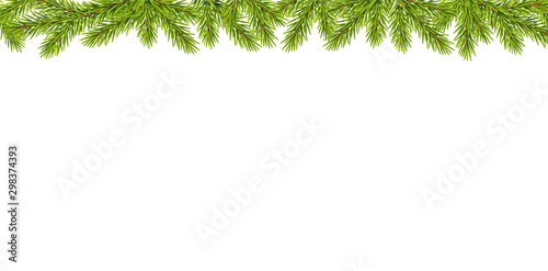 Tannenzweige Dekoration Banner, Weihnachts-Girlande, Vektor Illustration isoliert auf weißem Hintergrund