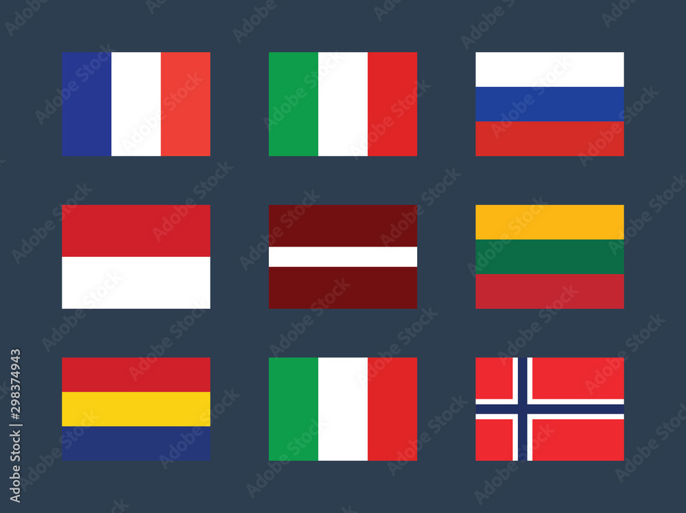 Obraz premium Europe countries vector flags