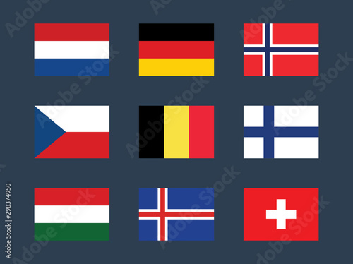 Europe countries vector flags