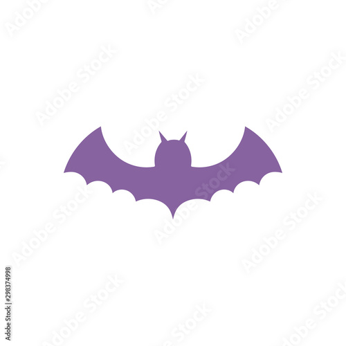 purple bat open wings on white background