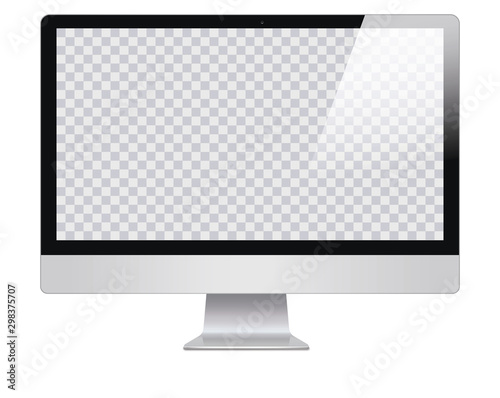 Monitor in imac style for computer with blank screen, isolated on white background. Monitor with transparent monitor, screen. Monitor with blank screen isolated . Computer screen - vector illustration