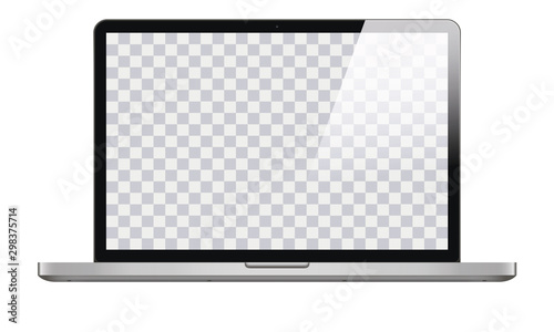 laptop with blank screen in  mockup on white background