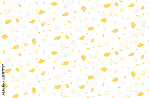 Seamless pattern with lemons on the white background. Hand drawn style. Vector illustration EPS 10.