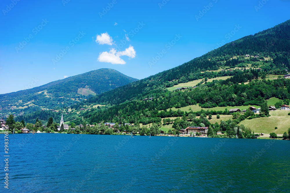 Panorama of lake Field am See in Carinthia in Austria