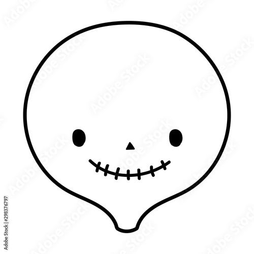 happy halloween celebration skeleton face costume line style