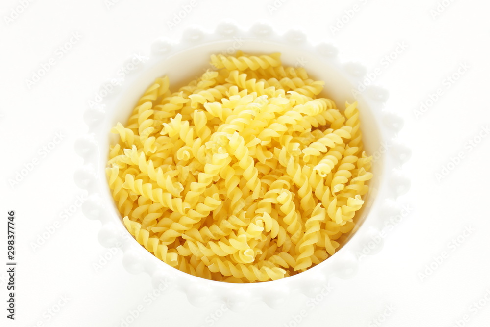 Italian food ingreed, dried short noodles Fusilli Italian food ingreed, dried short noodles Fusilli