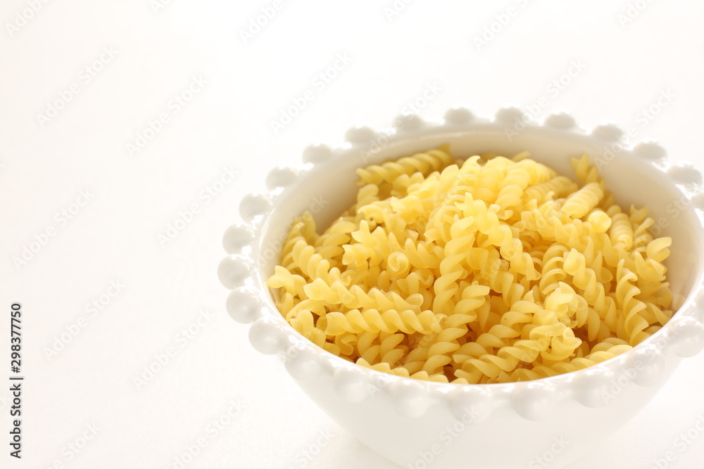 Italian food ingreed, dried short noodles Fusilli Italian food ingreed, dried short noodles Fusilli