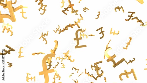 Shiny Golden Pound Signs Falling Down in Slow Motion 3D Animation - Abstract Background Texture