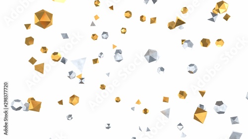 Silver and Gold Decoration Christmas Ornaments Falling in Slow Motion - Abstract Background Texture