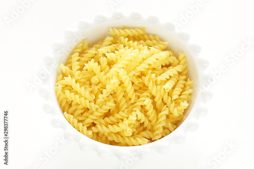 Italian food ingreed, dried short noodles Fusilli