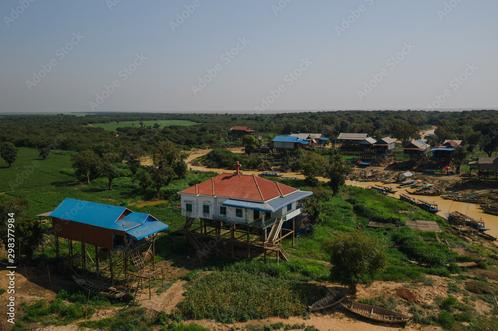 Floating Village on the river in Cambodia, Pean Bang, Tonle Sap Lake Floating Village on the river in Cambodia, Pean Bang, Tonle Sap Lake