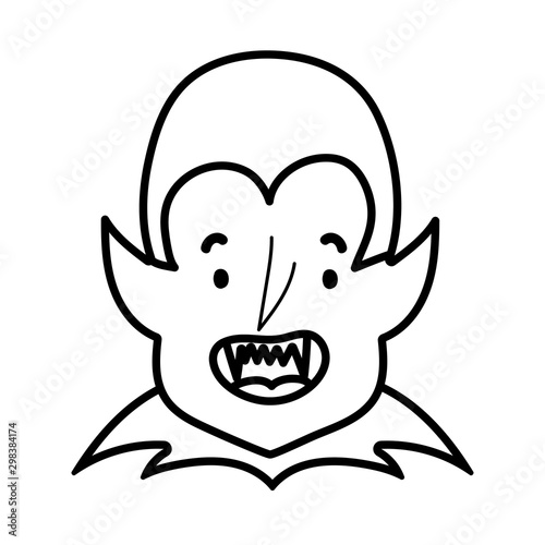 happy halloween celebration boy dracula with teeth costume line style