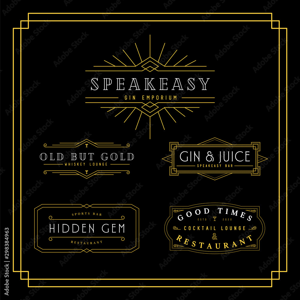 Vintage black and gold Art Deco style frame graphics