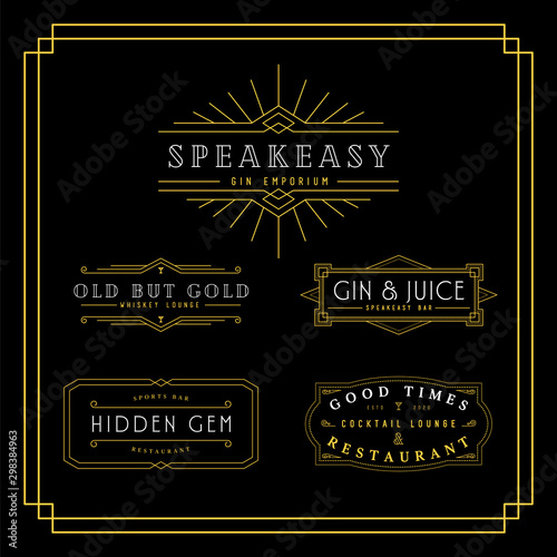 Vintage black and gold Art Deco style frame graphics