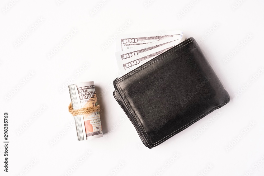 wallet with money bills isolated on white wallet with money bills isolated on white