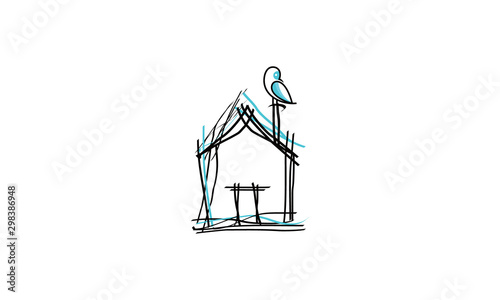 nest bird logo design idea