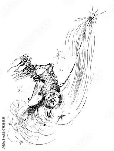 Jester in Chariot vintage illustration.
