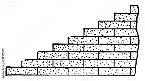 Masonry, Racking, furrowing,  vintage engraving.
