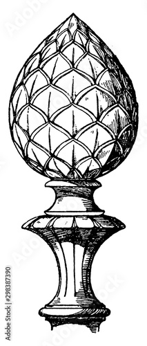 Modern Knob Finial, increasingly ,  vintage engraving.