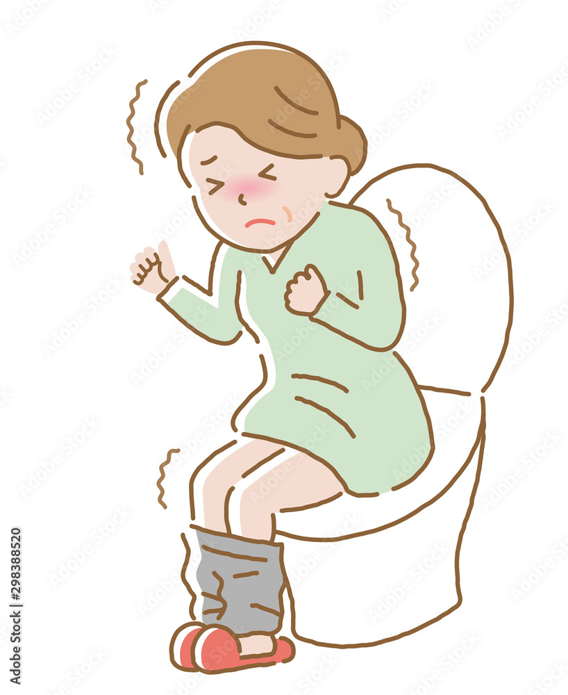 Obraz premium トイレ 腹痛 中年女性