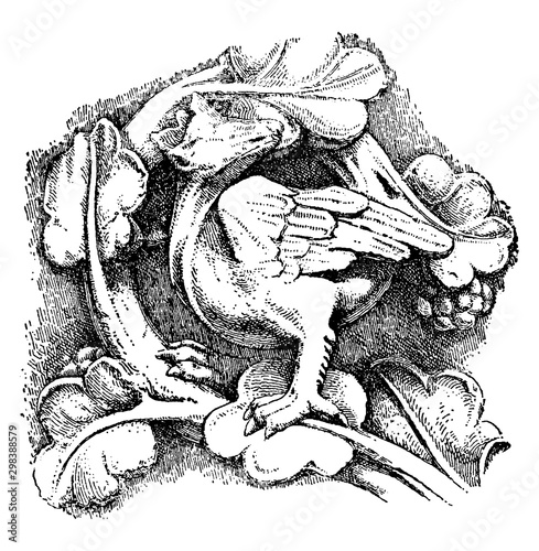 Foliate Sculpture based on the fundamental forms or habit of vegetation in Greek, vintage engraving.