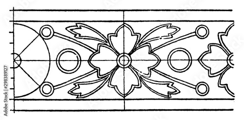 Indian Enamel Border Rosette Band is a heavy design, vintage engraving.
