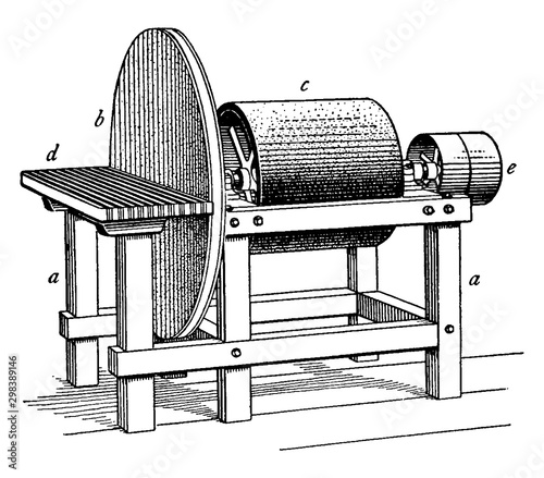 Disk and Drum Sander, vintage illustration.
