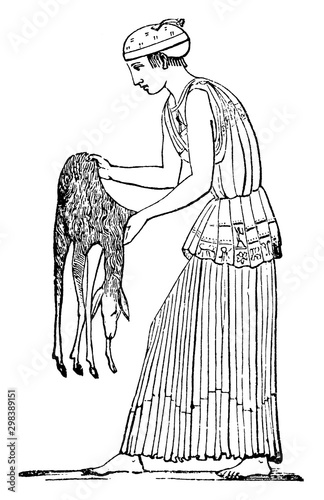 Priestess of Bacchus vintage illustration.