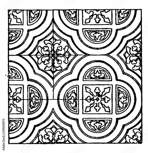 Painting Pattern is a 13th century design, vintage engraving.