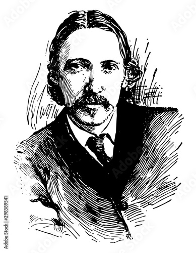 Robert Louis Stevenson, vintage illustration photo