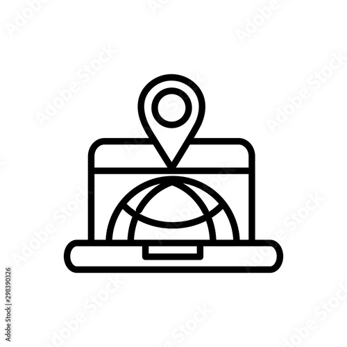 laptop world pin map delivery icon thick line