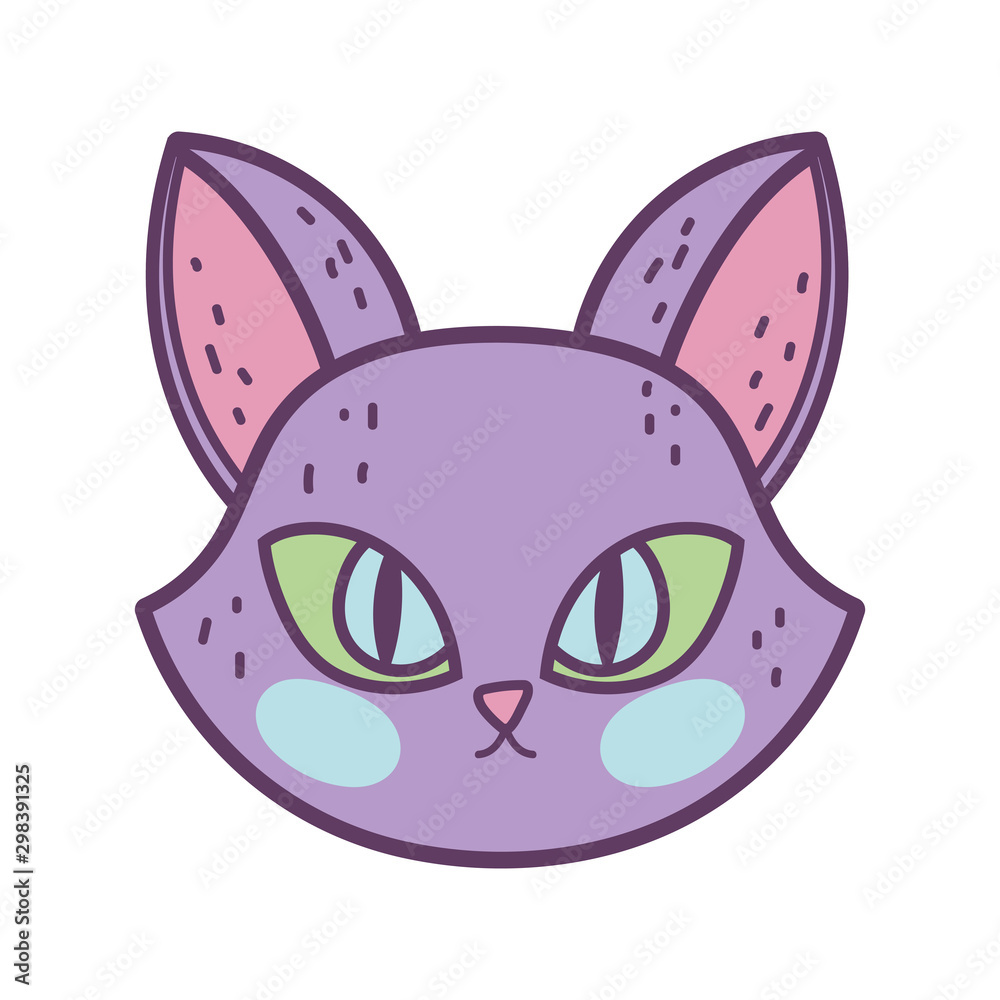 Happy Kitty Cute Face (Purple)