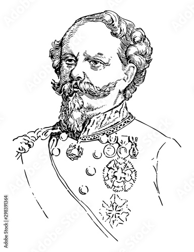 Victor Emmanuel II, vintage illustration