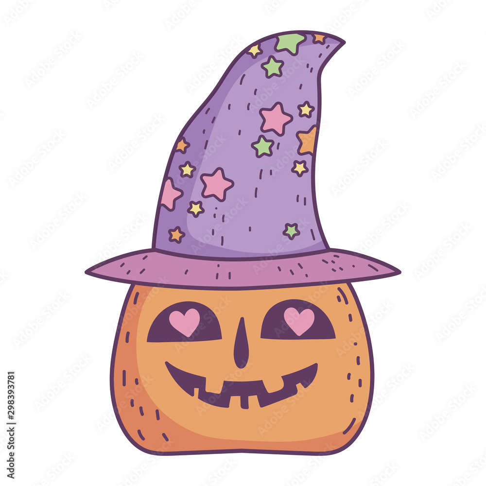 happy halloween celebration creepy pumpkin hearts eye with hat decoration happy halloween celebration creepy pumpkin hearts eye with hat decoration