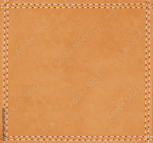 stitched leather seam frame brown color texture background